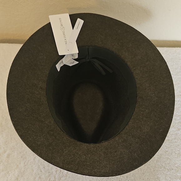 NWT Treasure & Bond Double -Braid Wool Felt Fedora Adjustable Hat Olive - Picture 12 of 16